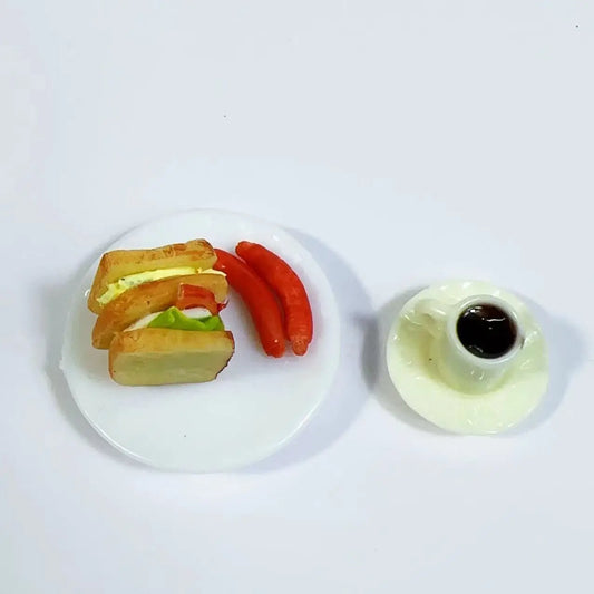 New 1/6 Handmade with clay Miniature Delicious sandwich breakfast set food for Doll House Mini Kitchen Toy Dollhouse Accessories