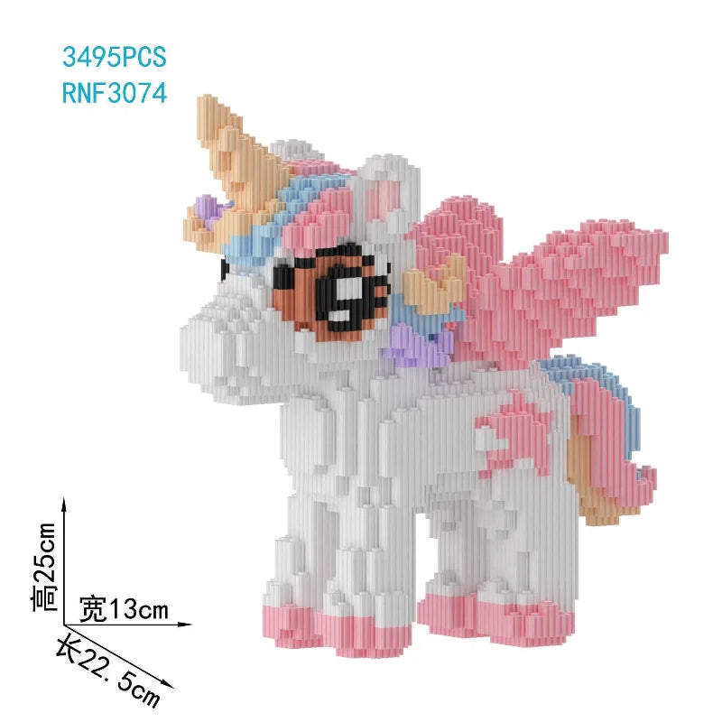 2026 Year of Horse Unicorn Building Blocks Cute Pegasus 3D Puzzle Educational Toy Gift for Kids