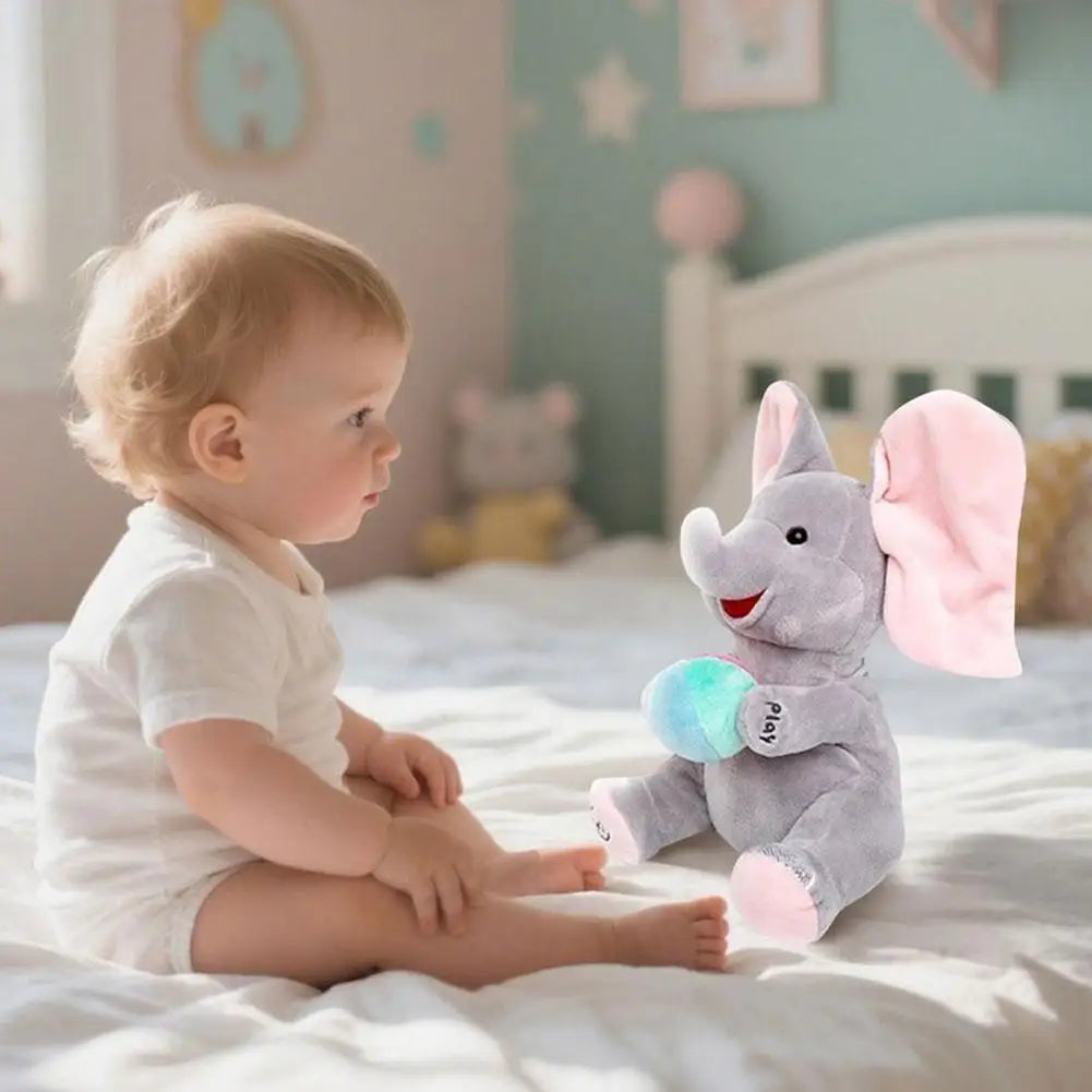 Hide-and-seek Elephant Plush Toy Flapping Ears With Cheerful Songs Elephant Soft Soothing New Born Gift For 3-12 Months Gifts