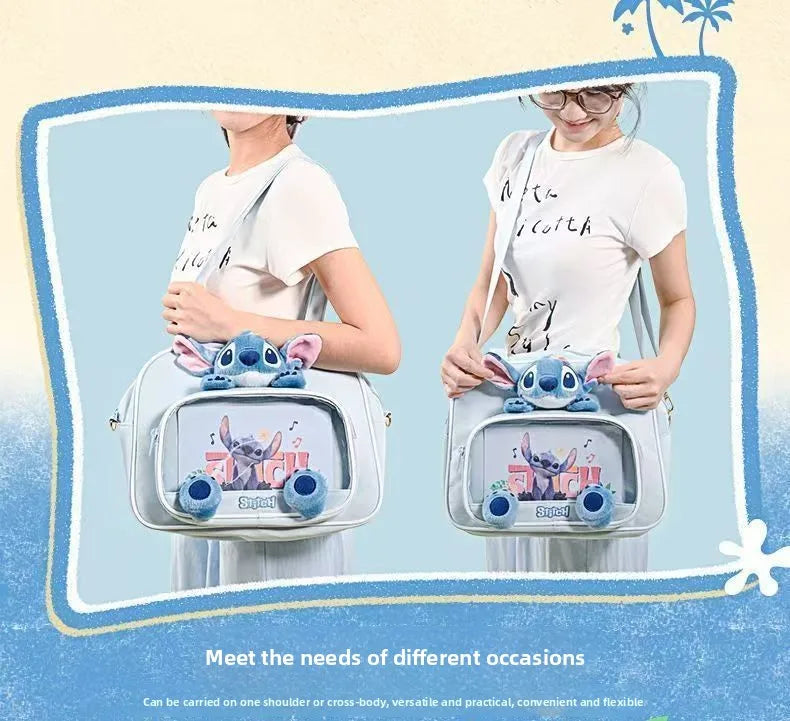Disney Stitch Cartoon Shoulder Bag Cute Anime Tote Bag Casual Daily Purse Fashion Handbag Kawaii Girl Shopping Bag wholesale