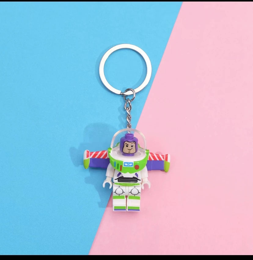 New Disney Toy Story Buzz Lightyear Building Blocks Creative Keychain Woody Mickey Mouse Donald Duck Cute Keychain Pendant Gift