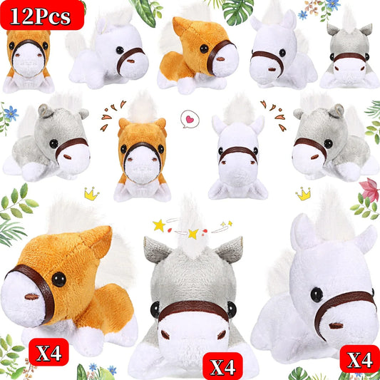 12-48Pcs Horse Stuffed Animal Bulk Toy Horses Plush Stuffed Animals Horses Toys Horse Party Favor Farm Birthday for Boy Girl Kid