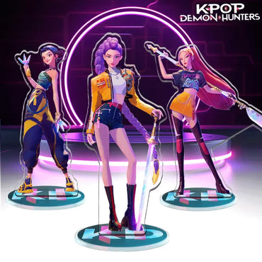 Anime KPop Demon Hunters Acrylic Stand Desktop Decor Cartoon Anime Figure Rumi Mira Zoey Sussy Dolls Fans Gift