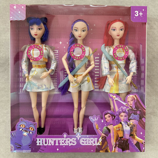Hunters Girl Doll Rumi Mira Zoey Vinyl Figure Kpop Demon Hunters 11 Inch Posable Anime Toy with Theme Music for Kids Girl Gift