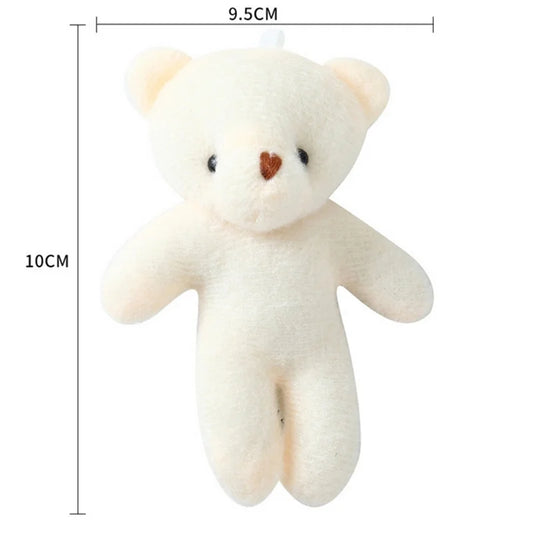 10/50pcs/lot 11CM Mini Multi-function Teddy Stuffed Plush Toy Lovely White Bear Doll Toy Backpack Keychain Birthday Party Gifts