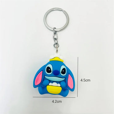 10Pcs/Lot Cartoon Keychain Cartoon Lilo & Stitch Cute Doll Keyring Ornament Key Chain Car Kids Gifts