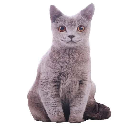 Plush Realistic 3D Cat Doll Cartoon Soft Simulation Cat Plushie Pillow Stuffed Kawaii Plush Animals Toy Cushion for Kids Girls