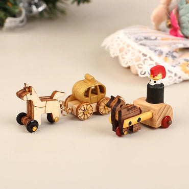 1PC Dollhouse Mini Wooden Car And Train Assembly Accessories Small Ornaments Micro Landscape For Doll House Decor Kids Toys