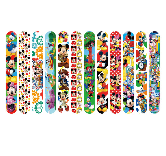12Pcs Disney Mickey Mouse Series Slap Bracelet Bracelet Wristbands DIY Pat Circle Bracelet Children Fun Gifts Birthday Gifts