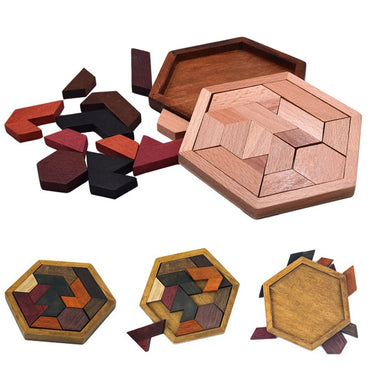Montessori Wooden Puzzle Geometric Shape Jigsaw Puzzle Board Tangram Brain Teaser Toy Geometry Logic IQ Game for Children