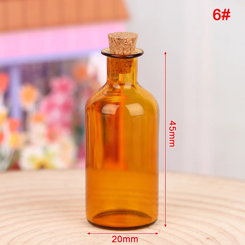 1:12 Dollhouse Miniature Mini Glass Bottle Cork Cover Storage Tiny Jar Vials Vase Decor Toy For Doll House