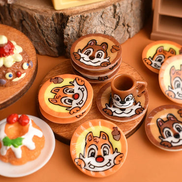 3set Miniature Dollhouse Cartoon Squirrel Coffee Cup Drinks Kitchen Food For Doll Accessories Girl Toy