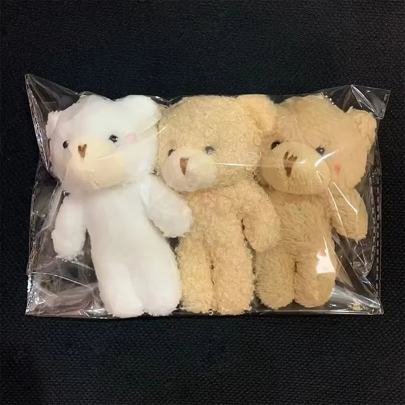 3pc/set 13cm Teddy Bear Plush Doll Animal Bear Stuffed Toy Keychain Cute Cartoon Rabbit Plush Key Ring Bag Pendant Children Gift