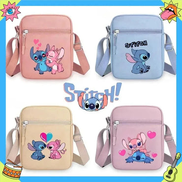 2026 Disney Latest Hot Selling Stitch Printed Boys and Girls Colorful Small Square Bag Casual Fashion Cute Women's Shoulder Bag