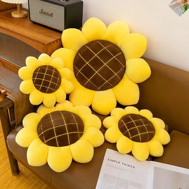 Kawaii Plush Stuffed Doll Cute Sunflower Cushion for Kids Birthday Gift Soft Toy for Sofa Car Window Seat Decorative Pillow