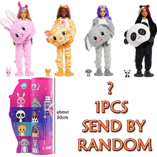 Original Barbie Cutie Reveal Cute Pet Series Fashion Plush Dolls Animal Surprise Dress Up Makeup Cosplay Toys for Girls Boy Gift