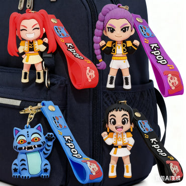 2026 3D Printed Anime Movie Kpop Devil Hunter Girls Derpy Keychains Doll Cute Tiger Action Model Toy Collection Christmas Gifts