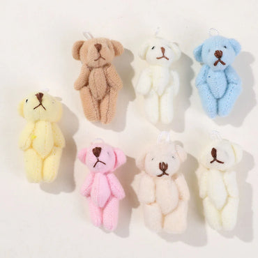 20pcs Kawaii Small Bears Plush Toys 4cm Mini Teddy Bear Stuffed Plush Dolls For Girl Keychain Joint Movable Bear Children Gift