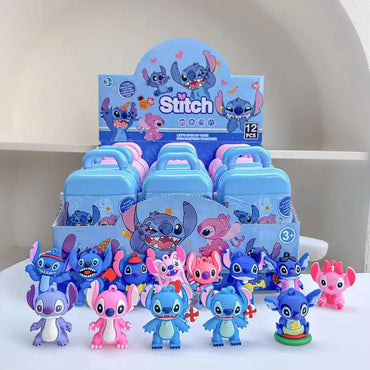 Disney 12pcs New Stitch Blind Box Luggage Case Toy Blind Box Doll Educational Cartoon Cute Keychain Gifts