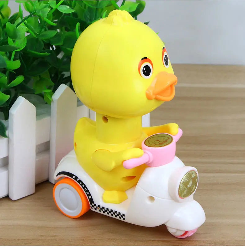 Cute Stunt Press Yellow Duck Walk Toy (No Battery)