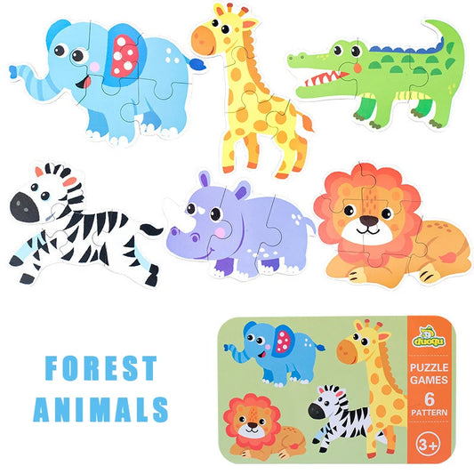 Montessori Baby Puzzle Educational Toys Wood 3D Puzzle Games Iron Box children Puzzles Jigsaw Wooden Puzzles For Kids 2 3 4 Year