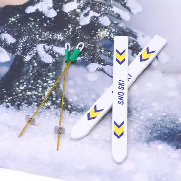 1Set Dollhouse Miniature Wooden Ski Board Christmas Scene Decoration Dolls House Xmas Accessories Kids Toys Gift