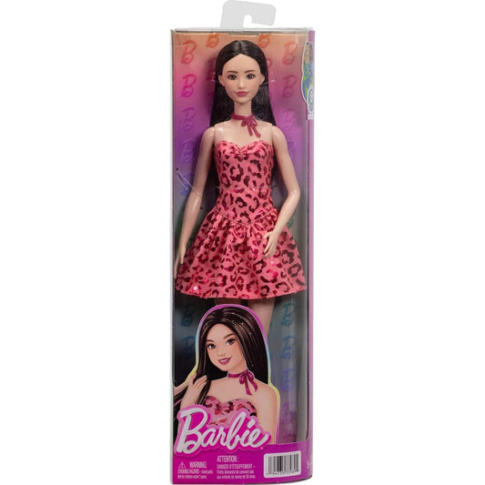 2026 New Original Barbie Doll Fashionistas Doll #246 Black Hair Pink Leopard Print Strapless Dress Aisian Toys for Girls JJN59