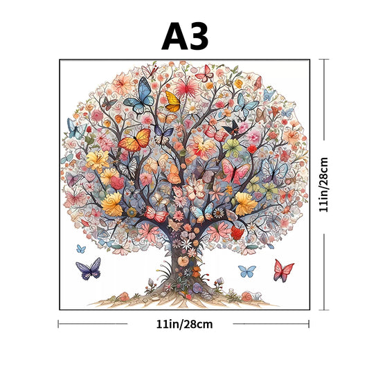 Adult Wooden Puzzle - Unique Animal Shaped Puzzle - Tree of Life Butterfly Puzzle - Creative Gift for Teenagers and Adults
