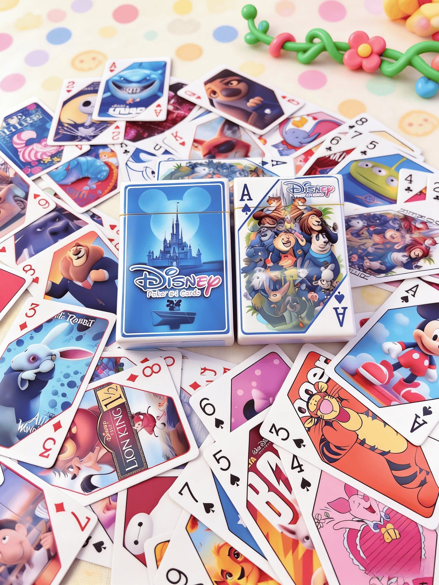 Disney Poker Playing Cards Child Toys Deck Cartoon Mickey Minnie Donald Stitch Zootopia Cars Pooh Finding Dory Lion King Dumbo