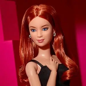 Original Mattel Barbie Essentiels Collectible Dolls for Girls Model 04 Curly Red Hair Little Black Dress Christmas Gifts JBH74