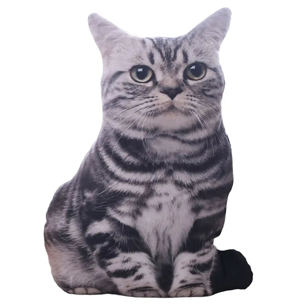 Plush Realistic 3D Cat Doll Cartoon Soft Simulation Cat Plushie Pillow Stuffed Kawaii Plush Animals Toy Cushion for Kids Girls
