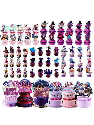 Demons Hunte Anime Birthday Cake Decoration Saja Boys Cupcake Toppers K-pop Girls Baby Shower Party Supplies