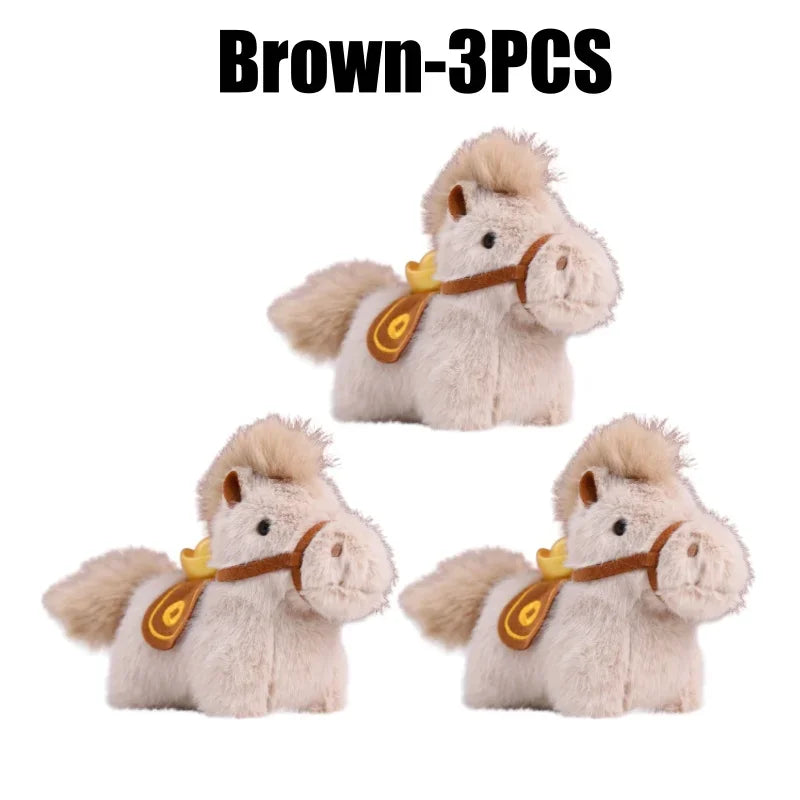 Year of Horse Mascot Plush Keychain Fluffy Pony Doll Soft Toy Bag Charm New Year Gift For Christmas Holiday Celebration