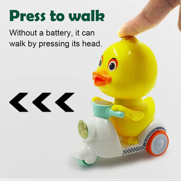 Cute Stunt Press Yellow Duck Walk Toy (No Battery)