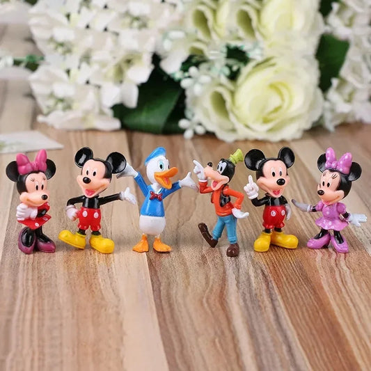 6Pcs/Set Disney GK Mickey Mouse Minnie Goofy Plut Donald Duck Daisy Anime Character PVC Model Toy Collection Ornaments Xmas Gift