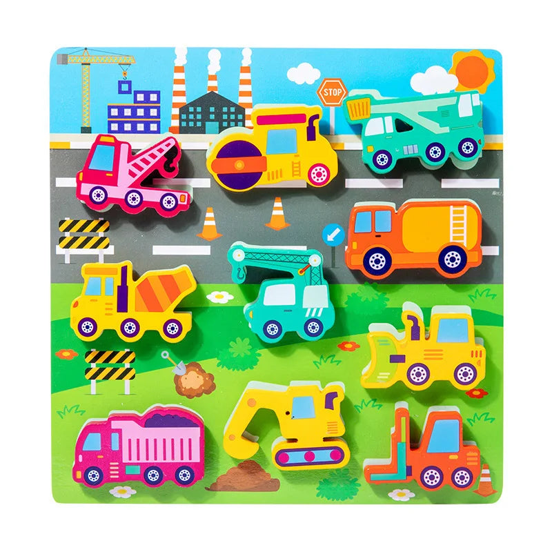 Children's 3D Puzzle Animal Transportation Sea Animal Fruits Early Education Fun DIY Paste Puzzle Toys for Kids Gifts