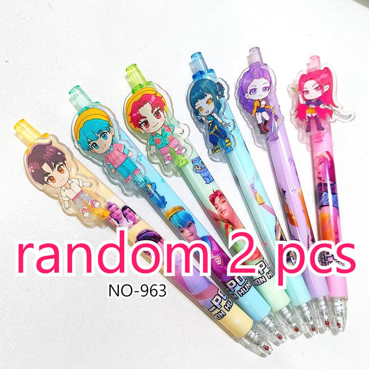 New Hot K-POP Devil Hunter Black 0.5mm gel Pen Acrylic Patch Anime Cute Value Student Stationery Gift