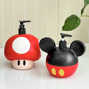 Disney Mickey Mouse Hand Sanitizer Bottle Large Capacity Press-Type Dispenser, Refillable Empty Container for Shampoo Body Wash