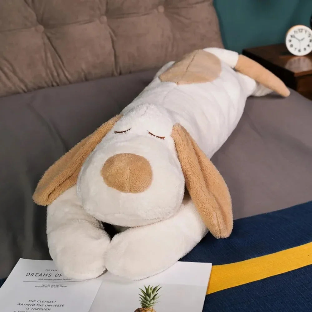 Lovely 60/110cm Plush Lying Dog Brown Sleep Accompany Down Cotton Dog Stuffed Doll Gift