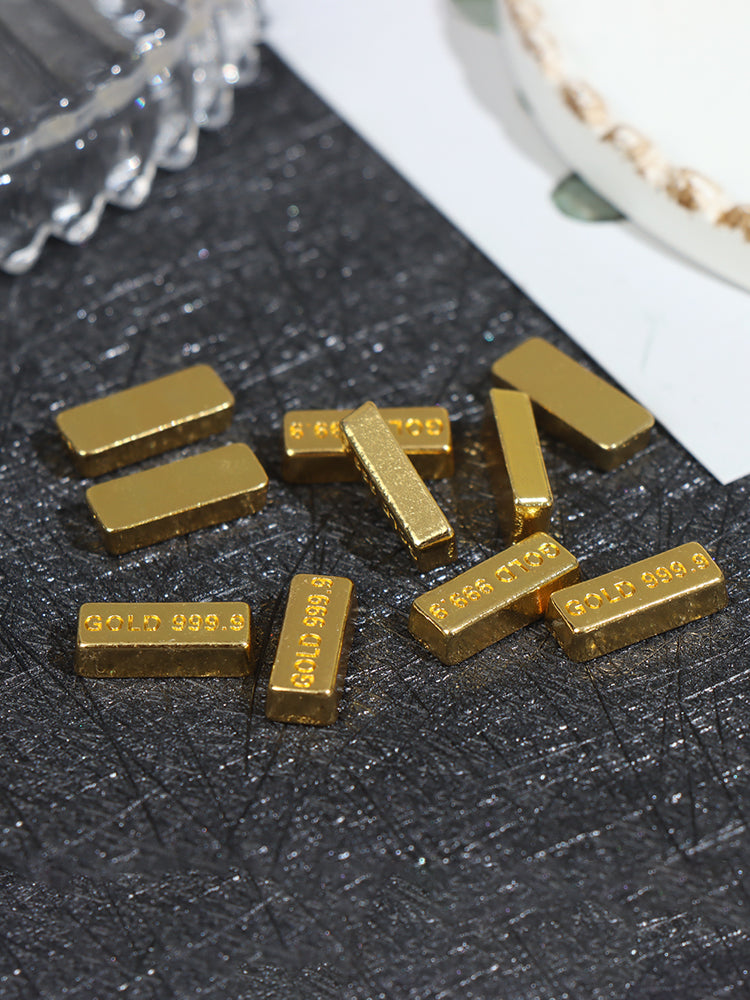 10pcs/set 1:12 Dollhouse Miniature Gold Bars Coin Model Doll House Decor Toys