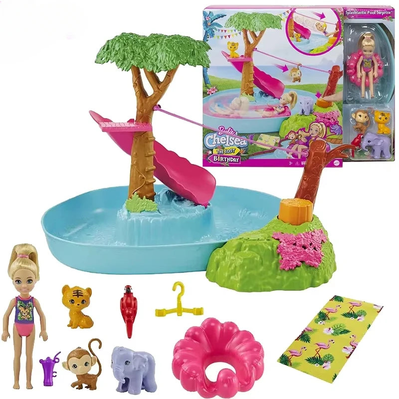 Original Barbie Club Chelsea Mini Kelly Series Roleplay Dolls Life Relax Simulation Bed Time Toys for Girls Princess Family Gift