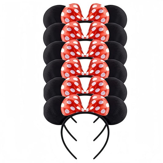 Mickey Ear Headband Hair Ornament Minnie Mickey Mouse Bow Headband Princess Hair Accessory Girls Birthday Party Gift Supplies