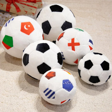15/20/25cm Lovely Football Plush Dolls Kawaii Ball with Colorful National Flag Stuffed Soft Pillow Soccer Plushie Toy