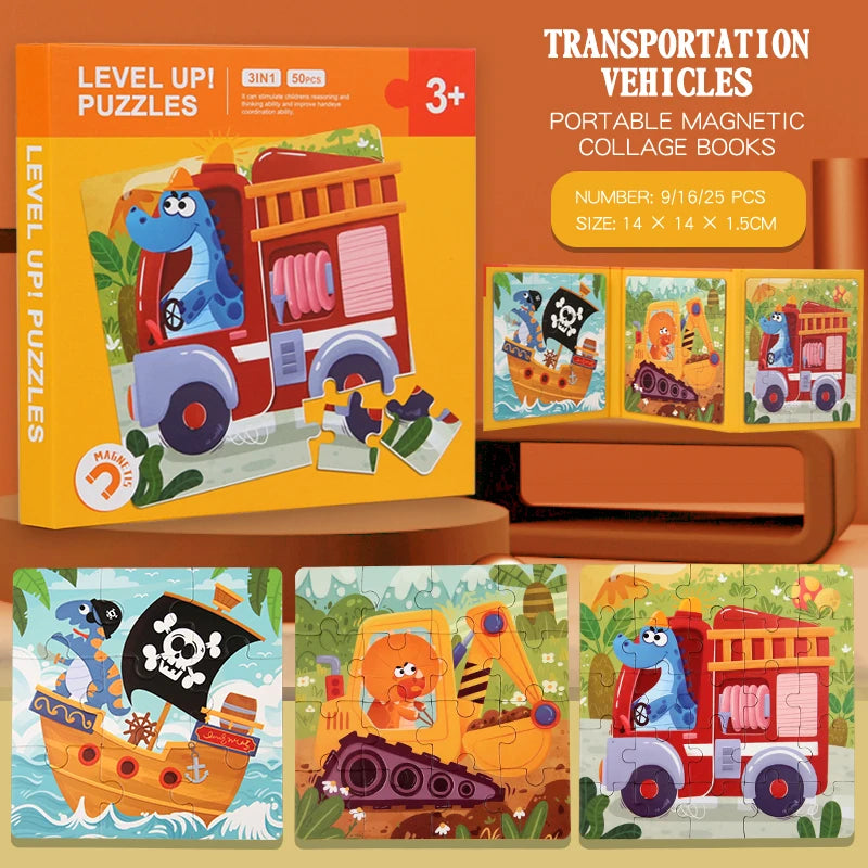 New Kids Magnetic Puzzle Games - Quiet Cartoon Animal Jigsaw Book Montessori Baby Educational Toy Early Learning Children's Gift