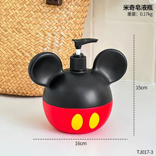 Disney Mickey Mouse Hand Sanitizer Bottle Large Capacity Press-Type Dispenser, Refillable Empty Container for Shampoo Body Wash