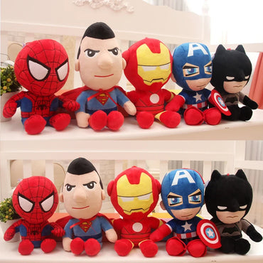 / 27-30cm Marvel Movie Dolls Spiderman Ironman Batman Superman Plush Toys Soft Stuffed Hero Captain America Best Gifts for Kids