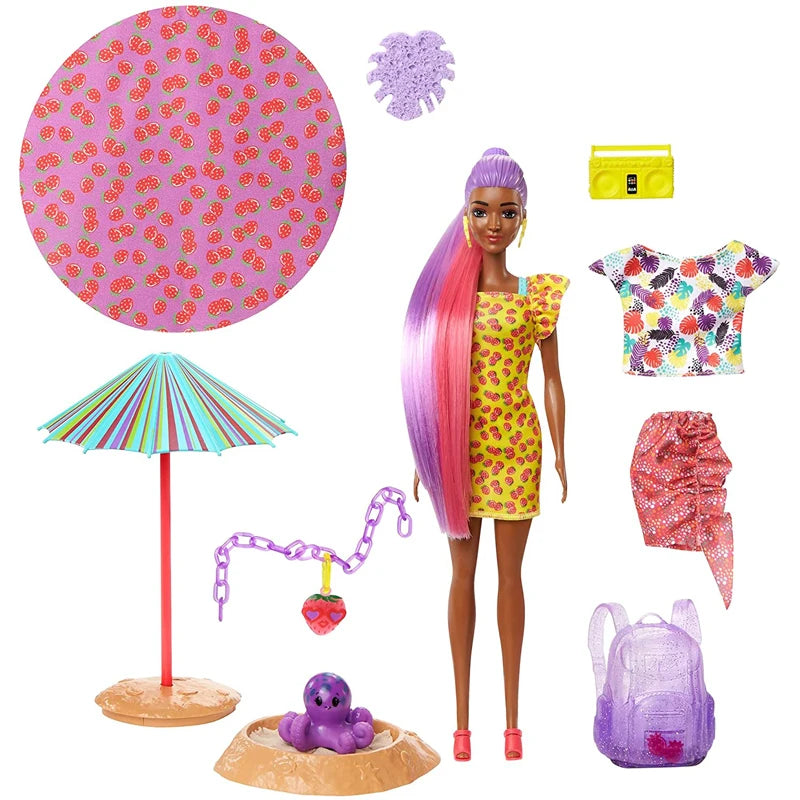 Original Barbie Color Reveal Foam Dolls Pet Friend with 25 Surprises  Scented Bubbles Princess Doll Toys for Girls Gift