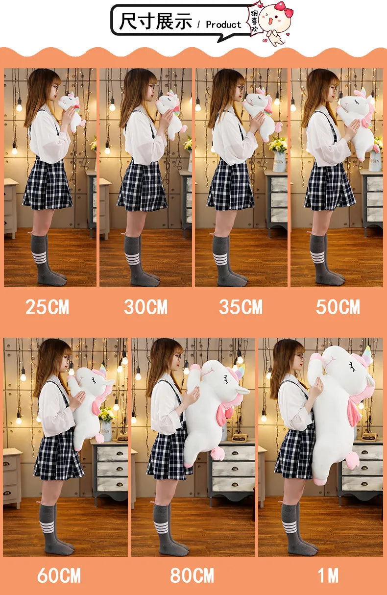 25-100cmKawaii Giant Unicorn Plush Toy Soft Stuffed Unicorn Soft Dolls Animal Horse Toys For Children Girl Pillow Birthday Gifts
