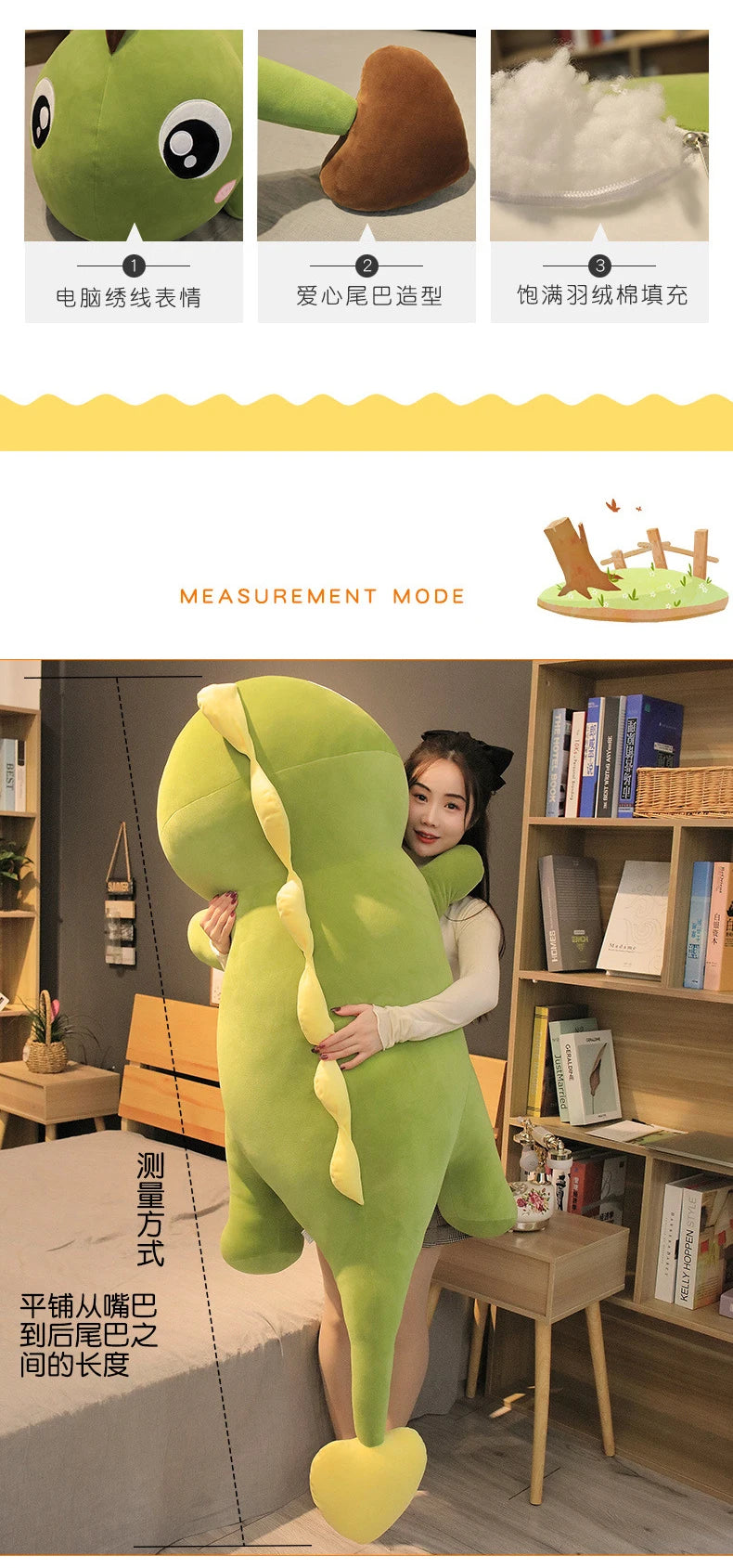 60CM Long Dinosaur Plush Toys Lovely Soft Anime Animal Dinosaur Stuffed Kawaii Room Decor Doll Pillow Toy For Kids Girl Gifts
