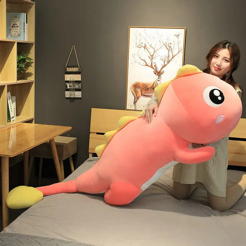80-140cm New Long Lovely Dinosaur Plush Toy Soft Cartoon Animal Doll Stuffed Boyfriend Sleeping Pillow Birthday Gift